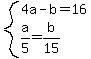 system%284a-b=16%2Ca%2F5=b%2F15%29