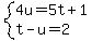 system%284u=5t%2B1%2Ct-u=2%29