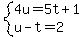 system%284u=5t%2B1%2Cu-t=2%29