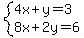 system%284x%2By=3%2C8x%2B2y=6%29