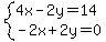 system%284x-2y=14%2C-2x%2B2y=0%29