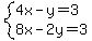 system%284x-y=3%2C8x-2y=3%29