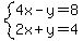 system%284x-y=8%2C2x%2By=4%29