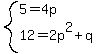 system%285=4p%2C12=2p%5E2%2Bq%29