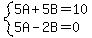 system%285A%2B5B=10%2C5A-2B=0%29