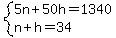 system%285n%2B50h=1340%2Cn%2Bh=34%29
