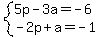 system%285p-3a=-6%2C-2p%2Ba=-1%29