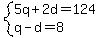 system%285q%2B2d=124%2Cq-d=8%29
