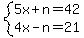system%285x%2Bn=42%2C4x-n=21%29