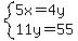 system%285x=4y%2C11y=55%29