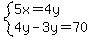 system%285x=4y%2C4y-3y=70%29