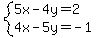 system%285x-4y=2%2C4x-5y=-1%29