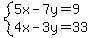 system%285x-7y=9%2C4x-3y=33%29