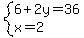 system%286%2B2y=36%2Cx=2%29