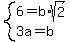 system%286=b%2Asqrt%282%29%2C3a=b%29