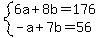 system%286a%2B8b=176%2C-a%2B7b=56%29