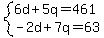 system%286d%2B5q=461%2C-2d%2B7q=63%29