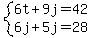 system%286t%2B9j=42%2C6j%2B5j=28%29