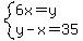 system%286x=y%2Cy-x=35%29