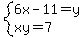 system%286x-11=y%2Cxy=7%29