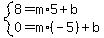 system%288=m%2A5%2Bb%2C0=m%2A%28-5%29%2Bb%29