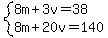 system%288m%2B3v=38%2C8m%2B20v=140%29