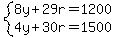 system%288y%2B29r=1200%2C4y%2B30r=1500%29