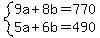 system%289a%2B8b=770%2C5a%2B6b=490%29