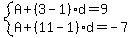 system%28A%2B%283-1%29d=9%2CA%2B%2811-1%29d=-7%29