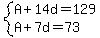 system%28A%2B14d=129%2CA%2B7d=73%29