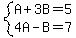 system%28A%2B3B=5%2C4A-B=7%29