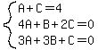 system%28A%2BC=4%2C4A%2BB%2B2C=0%2C3A%2B3B%2BC=0%29