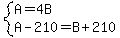 system%28A=4B%2CA-210=B%2B210%29