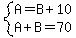system%28A=B%2B10%2CA%2BB=70%29