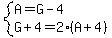 system%28A=G-4%2CG%2B4=2%28A%2B4%29%29