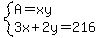 system%28A=xy%2C3x%2B2y=216%29