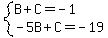 system%28B%2BC=-1%2C-5B%2BC=-19%29