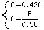 system%28C=0.42A%2CA=B%2F0.58%29