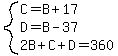 system%28C=B%2B17%2CD=B-37%2C2B%2BC%2BD=360%29