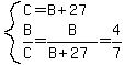 system%28C=B%2B27%2CB%2FC=B%2F%28B%2B27%29=4%2F7%29