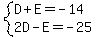 system%28D%2BE=-14%2C2D-E=-25%29