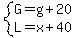 system%28G=g%2B20%2CL=x%2B40%29