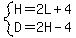 system%28H=2L%2B4%2CD=2H-4%29