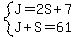 system%28J=2S%2B7%2CJ%2BS=61%29