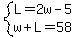 system%28L=2w-5%2Cw%2BL=58%29
