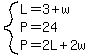 system%28L=3%2Bw%2CP=24%2CP=2L%2B2w%29