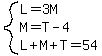 system%28L=3M%2CM=T-4%2CL%2BM%2BT=54%29