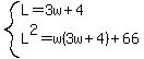 system%28L=3w%2B4%2CL%5E2=w%283w%2B4%29%2B66%29