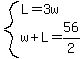system%28L=3w%2Cw%2BL=56%2F2%29