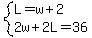 system%28L=w%2B2%2C2w%2B2L=36%29